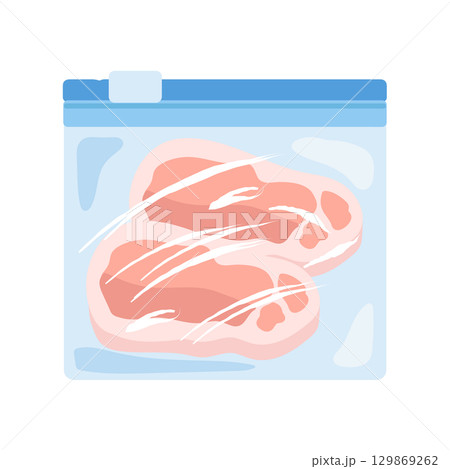 フリーザーバッグに入った豚肉　イラスト 129869262