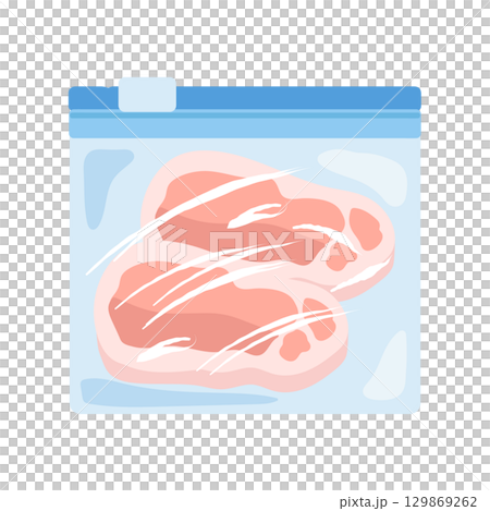 フリーザーバッグに入った豚肉　イラスト 129869262
