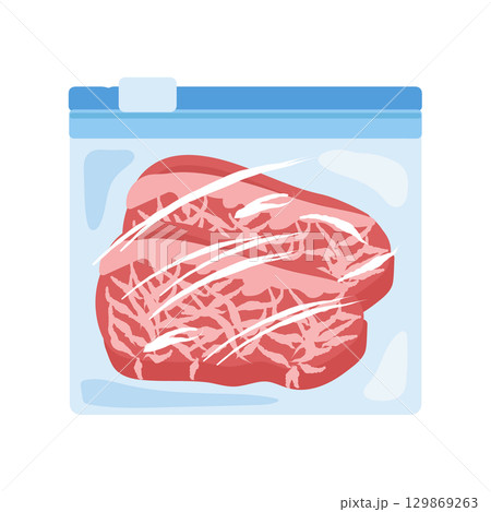 フリーザーバッグに入った牛肉 イラスト フリーザーバッグに入った牛肉 イラスト 129869263