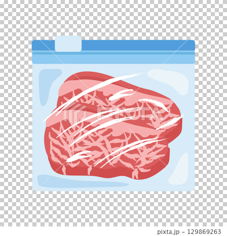フリーザーバッグに入った牛肉 イラスト フリーザーバッグに入った牛肉 イラスト 129869263