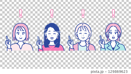 Illustration material of a woman pointing Illustration material of a woman pointing 129869623
