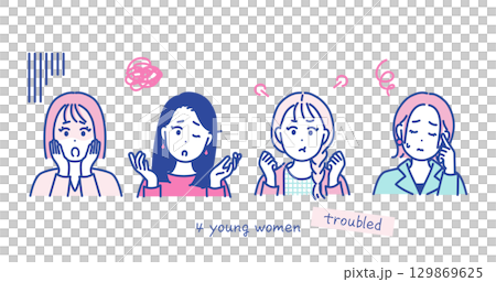 一位女性的負面姿勢插畫素材 129869625