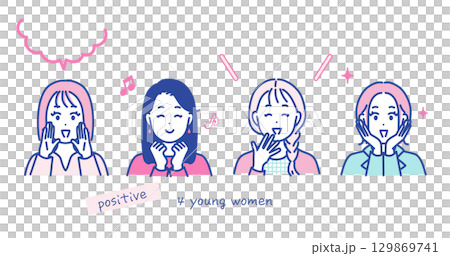 ポジティブなポーズをとる女性のイラスト素材 129869741