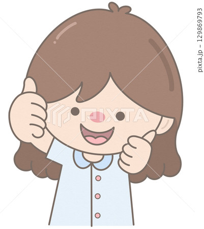 Cute little pastel girl hand gesture sign Thumb up 129869793