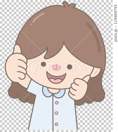 Cute little pastel girl hand gesture sign Thumb up 129869793