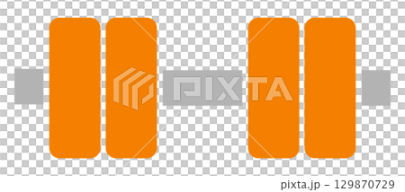 オレンジ色のダンベルのアイコンイラスト 129870729