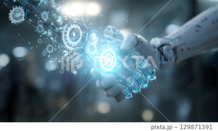 robot arm use smartphone with virtual technology robot arm use smartphone with virtual technology 129871391