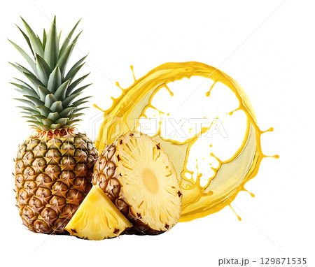 half of pineapple isolated on white background half of pineapple isolated on white background 129871535