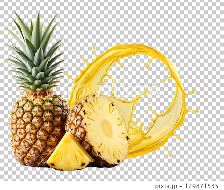 half of pineapple isolated on white background half of pineapple isolated on white background 129871535