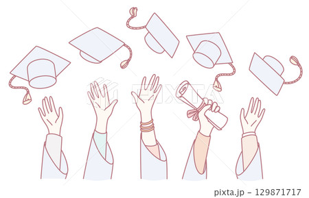 Celebrating Graduation Joyfully with Caps, Gowns, and Diplomas in a Ceremony of Triumph and Hope 129871717