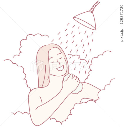Experience a Refreshing Shower Moment Filled with Relaxation, Happiness, and Joyful Bliss 129871720