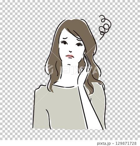 憂心忡忡的美女上身 129871728