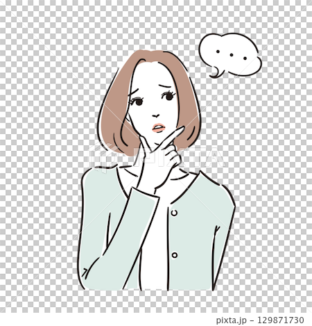 憂心忡忡的美女上身 129871730