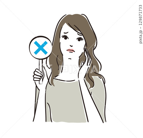 正解か不正解か札でジャッジする綺麗な女性 129871733