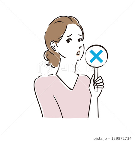 正解か不正解か札でジャッジする綺麗な女性 正解か不正解か札でジャッジする綺麗な女性 129871734