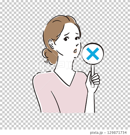正解か不正解か札でジャッジする綺麗な女性 正解か不正解か札でジャッジする綺麗な女性 129871734