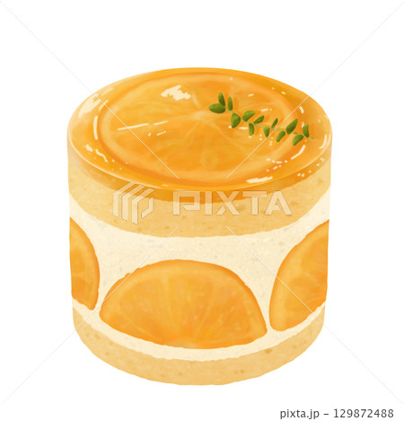 甘酸っぱいおしゃれなオレンジのミニフレジェケーキ 甘酸っぱいおしゃれなオレンジのミニフレジェケーキ 129872488