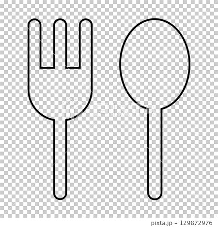 スプーンとフォーク黒色シンプルアイコン　食事・ランチ・ディナー 129872976
