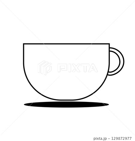 シンプル黒色マグカップイラスト ドリンク・コーヒー・ティー・ラテ シンプル黒色マグカップイラスト ドリンク・コーヒー・ティー・ラテ 129872977
