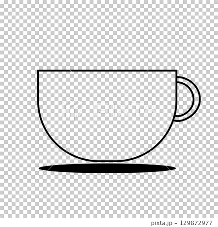 シンプル黒色マグカップイラスト ドリンク・コーヒー・ティー・ラテ シンプル黒色マグカップイラスト ドリンク・コーヒー・ティー・ラテ 129872977