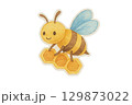 Bee holding honeycomb on transparent background 129873022