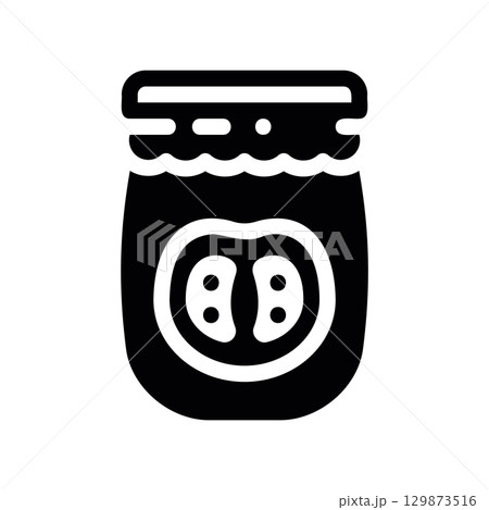 Simple black vector icon with a theme can of tomatoes Simple black vector icon with a theme can of tomatoes 129873516
