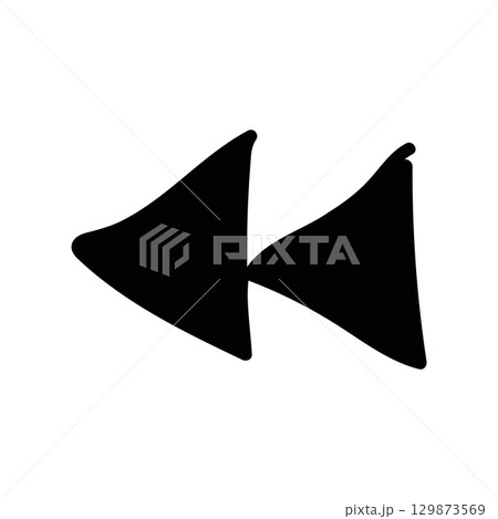 Simple black vector icon with a theme player, rewind 129873569