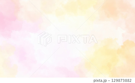 《AI画像》ピンクと黄色の水彩フレーム 129873882