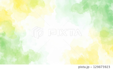《AI画像》黄色と緑色の水彩フレーム 《AI画像》黄色と緑色の水彩フレーム 129873923
