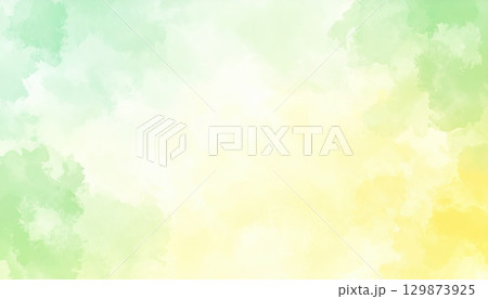 《AI画像》黄色と緑色の水彩フレーム 129873925