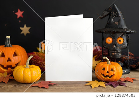 Halloween card with the words (Welcome to Halloween) in the center, white background for Halloween sending.	 129874303