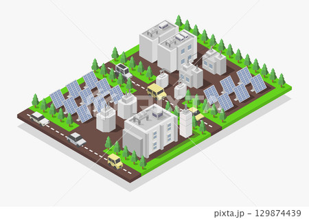 Isometric solar power plant Isometric solar power plant 129874439
