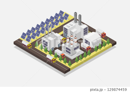 Isometric solar power plant Isometric solar power plant 129874459