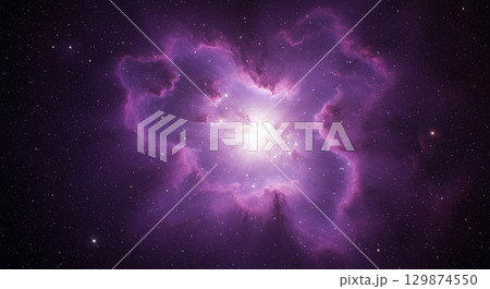 Purple gas nebulae in space and sparkling stars Purple gas nebulae in space and sparkling stars 129874550