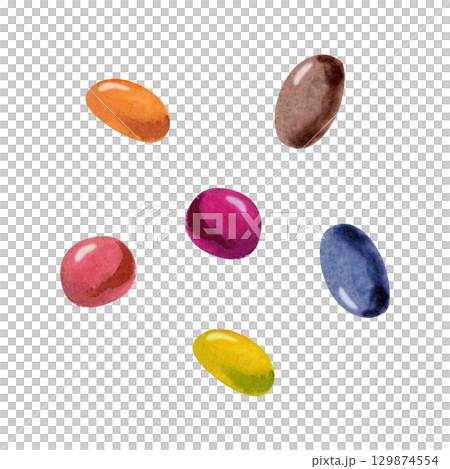 Multicolor candy dragees, bonbon confetti marbles mix scattered loosely. Isolated illustration hand drawn in watercolor. Dessert topping art, party stationery, sweet shop decor, confectionery branding Multicolor candy dragees, bonbon confetti marbles mix scattered loosely. Isolated illustration hand drawn in watercolor. Dessert topping art, party stationery, sweet shop decor, confectionery branding 129874554