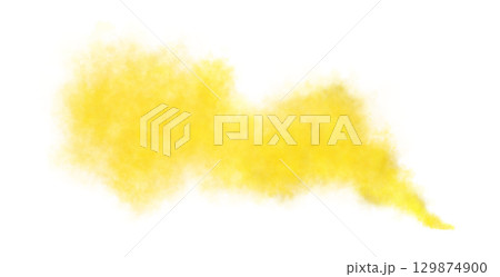 Yellow smoke cloud isolated on transparent background for use in design, digital art, advertising, or abstract visual effects 129874900