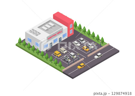 Isometric shopping mall 129874918
