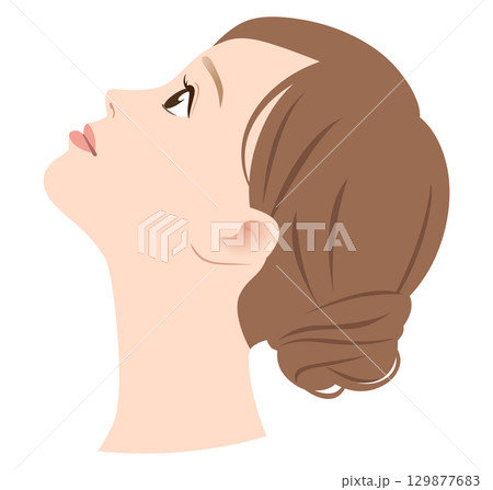 あご下を伸ばすストレッチ　二重あご解消 129877683