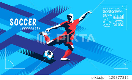Abstract Geometric Soccer Banner Design 129877812