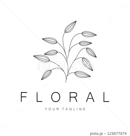 Elegant floral and leaf frame. Delicate botanical vector illustration for labels, spas, corporate identity, and wedding invitations 129877874