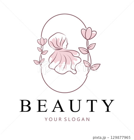 muslimah hijab logo template vector illustration design-vector 129877965