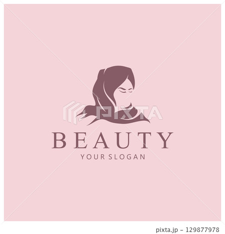muslimah hijab logo template vector illustration design-vector 129877978