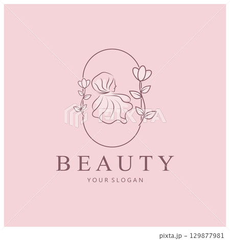 muslimah hijab logo template vector illustration design-vector 129877981