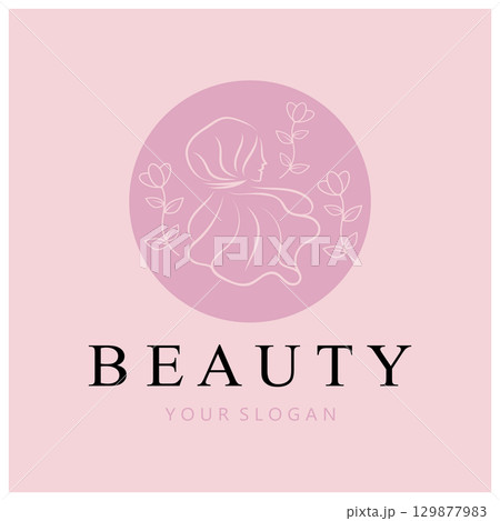 muslimah hijab logo template vector illustration design-vector 129877983