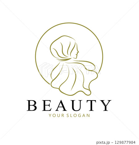 muslimah hijab logo template vector illustration design-vector 129877984