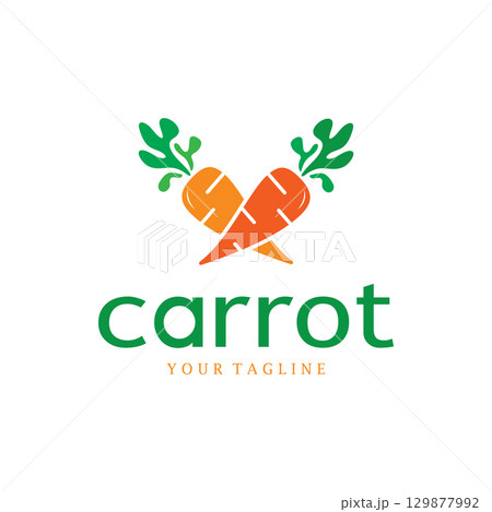Carrot Illustration Creative Design Carrot Agricultural Product Logo Icon, Carrot Processing,vegan food, Farmers Market,Vector 129877992
