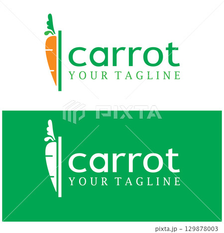 Carrot Illustration Creative Design Carrot Agricultural Product Logo Icon, Carrot Processing,vegan food, Farmers Market,Vector 129878003