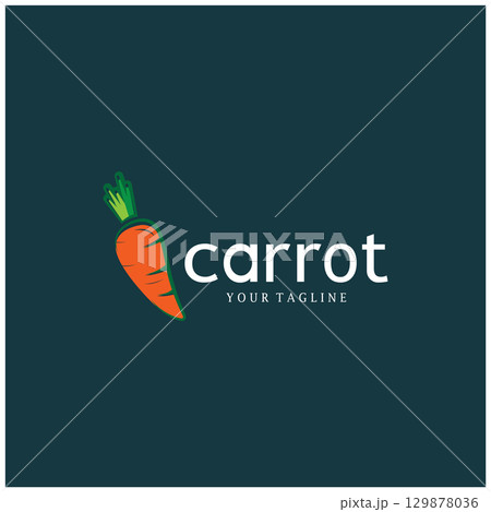 Carrot Illustration Creative Design Carrot Agricultural Product Logo Icon, Carrot Processing,vegan food, Farmers Market,Vector 129878036