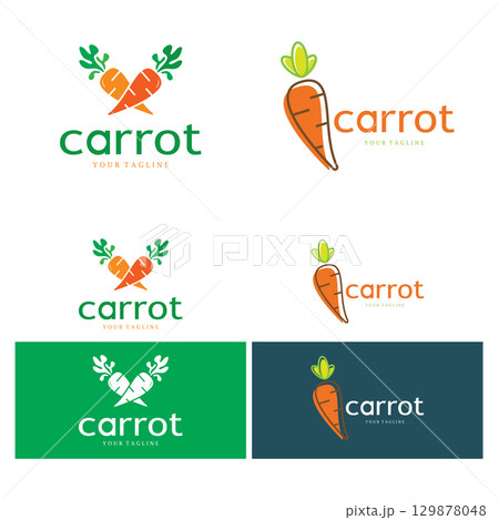 Carrot Illustration Creative Design Carrot Agricultural Product Logo Icon, Carrot Processing,vegan food, Farmers Market,Vector 129878048