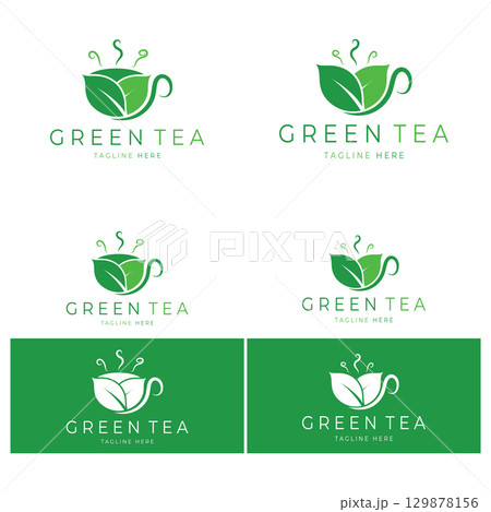 Green tea leaf logo vector icon illustration design isolated on white background-vector image Green tea leaf logo vector icon illustration design isolated on white background-vector image 129878156